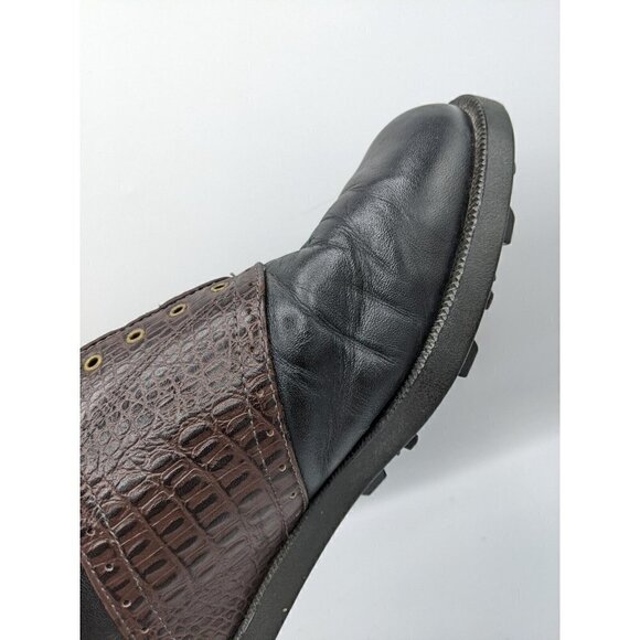 Vtg Adidas Golf Shoes Men's 9 Leather Black Brown Z-Traxion Softspike 2002 - Picture 8 of 12